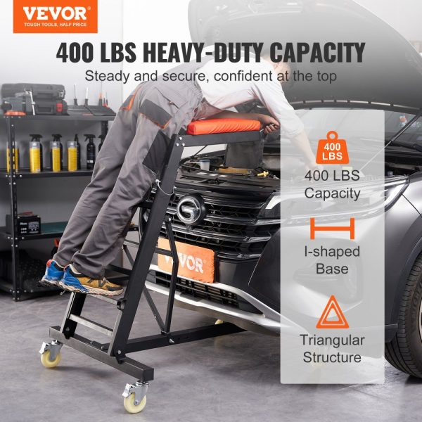 Automotive creeper adjustable height 45.7 to 66.3 inches 400 lbs capacity 4 swivel caster wheels heavy duty auto repair maintenance - Image 2