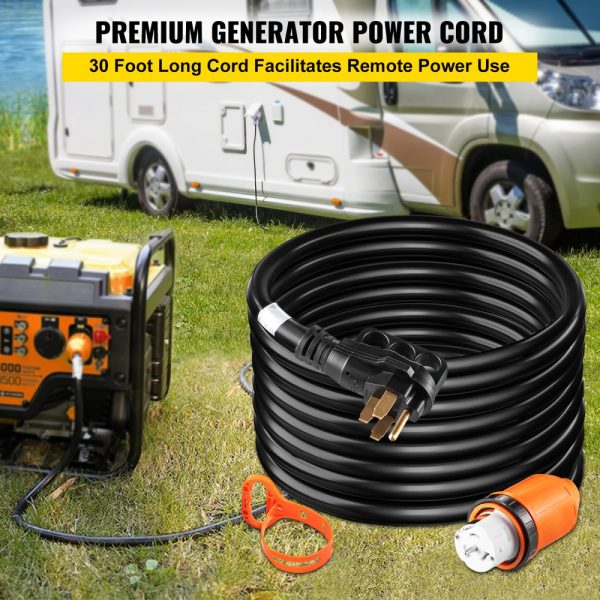 30' Generator Cord - 50AMP, 12000W, 125/250V, Plug & Socket for Inlet Box Side, SS2-50R/CS6375 Style, With Strap - Image 2