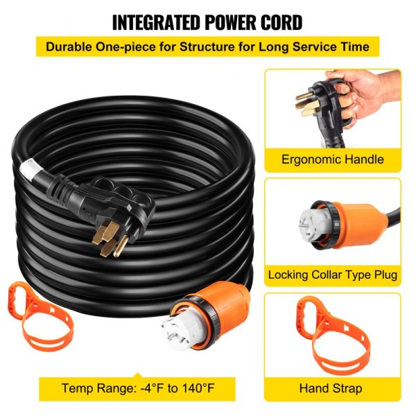 30' Generator Cord - 50AMP, 12000W, 125/250V, Plug & Socket for Inlet Box Side, SS2-50R/CS6375 Style, With Strap - Image 6