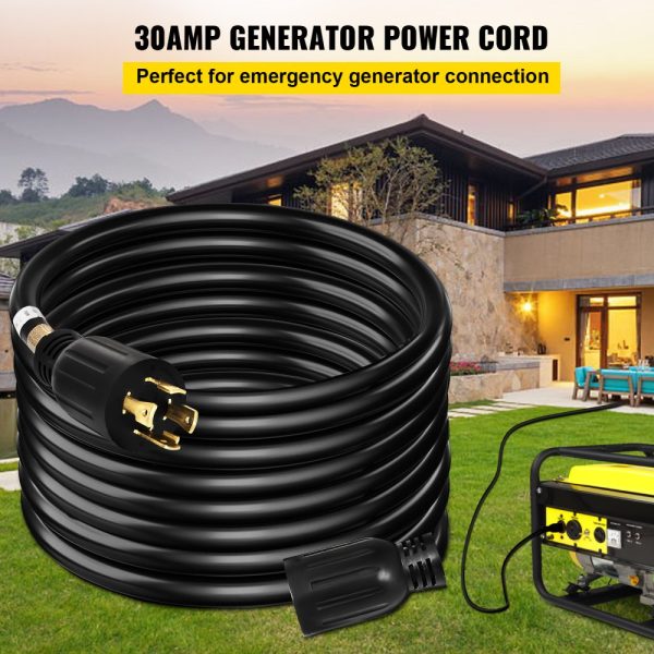 40Ft 30 Amp Generator Extension Cord 4 Wire 10 Gauge Generator Cord 125V 250V Generator Power Cord Twist Lock Connectors - Image 2