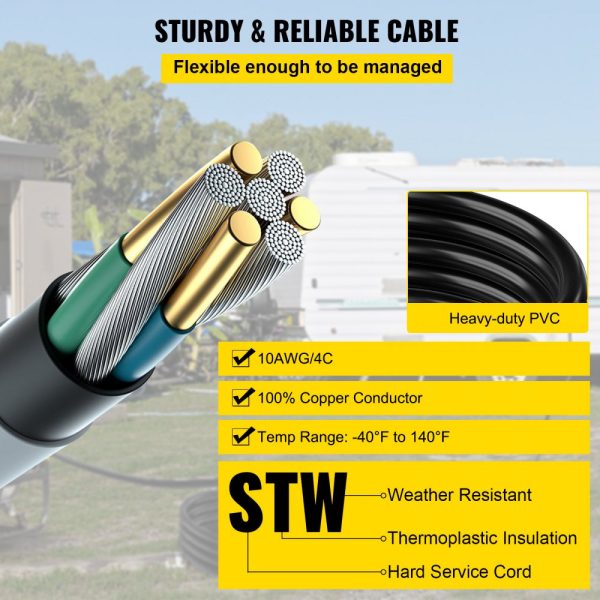 40Ft 30 Amp Generator Extension Cord 4 Wire 10 Gauge Generator Cord 125V 250V Generator Power Cord Twist Lock Connectors - Image 3