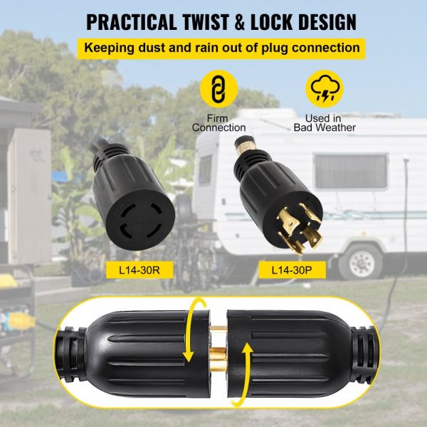 40Ft 30 Amp Generator Extension Cord 4 Wire 10 Gauge Generator Cord 125V 250V Generator Power Cord Twist Lock Connectors - Image 5