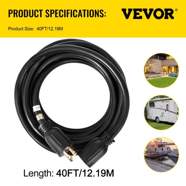 40Ft 30 Amp Generator Extension Cord 4 Wire 10 Gauge Generator Cord 125V 250V Generator Power Cord Twist Lock Connectors - Image 7