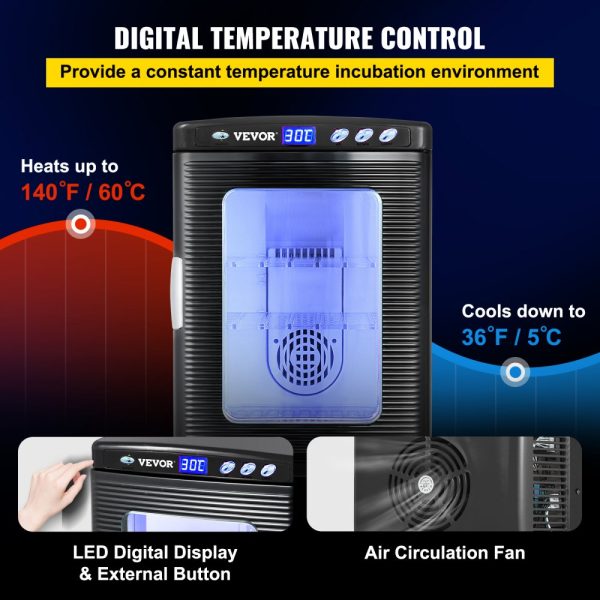 Black Reptile Incubator 25L Digital Heating & Cooling 5-60°C for Small Reptiles 12V/110V - Image 3