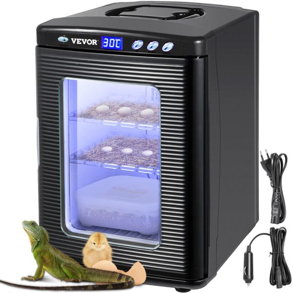 Black Reptile Incubator 25L Digital Heating & Cooling 5-60°C for Small Reptiles 12V/110V
