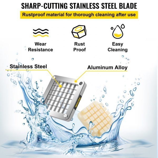 Replacement Chopper Blade 1/2 Inch 3-Piece French Fry Blade Assembly with 6 Extra Knife Blades Stainless Steel Dicer Parts and Push Block for Cutting Vegetables - Image 5