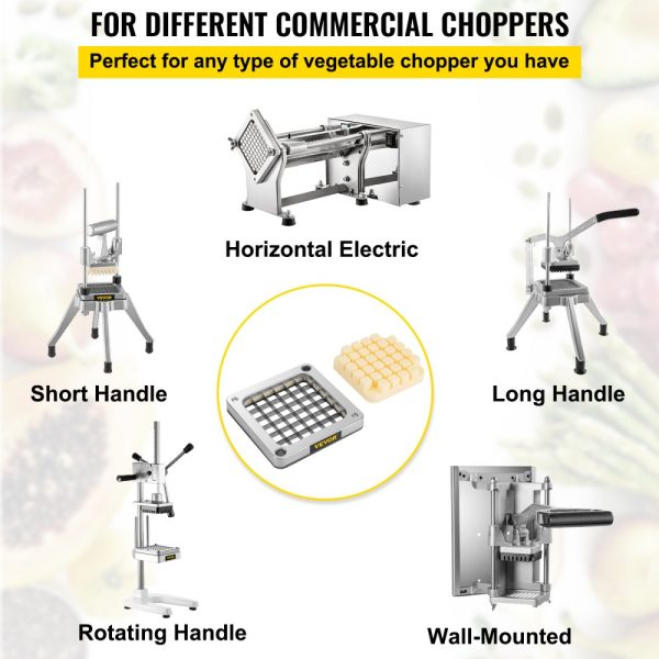 Replacement Chopper Blade 1/2 Inch 3-Piece French Fry Blade Assembly with 6 Extra Knife Blades Stainless Steel Dicer Parts and Push Block for Cutting Vegetables - Image 6