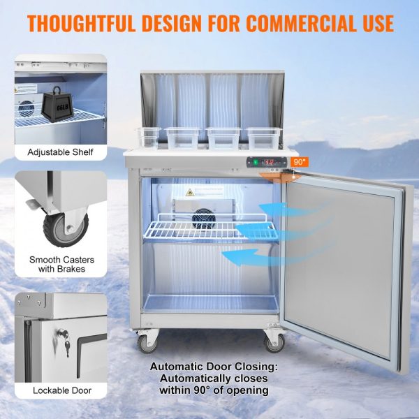 Commercial Refrigerator 28" Sandwich Salad Prep Table 1 Door with 12 Pans - Image 6
