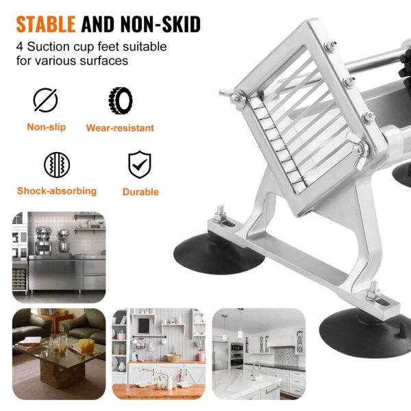 Commercial Vegetable Slicer 3/8 inch Fruit Slicer Stainless Steel Aluminum Alloy Manual Non-Slip Feet for Radishes Onions Potatoes Lemons - Image 5