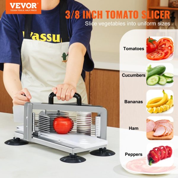 Commercial Tomato Slicer 3/8 inch Stainless Steel Heavy Duty Manual Cutter with Non-slip Feet for Tomatoes Cucumbers Bananas - Image 2