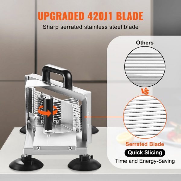 Commercial Tomato Slicer 3/8 inch Stainless Steel Heavy Duty Manual Cutter with Non-slip Feet for Tomatoes Cucumbers Bananas - Image 4