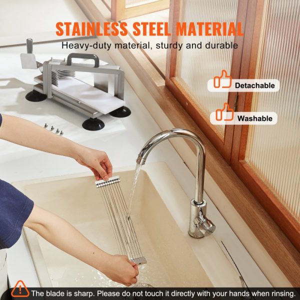 Commercial Tomato Slicer 3/8 inch Stainless Steel Heavy Duty Manual Cutter with Non-slip Feet for Tomatoes Cucumbers Bananas - Image 6