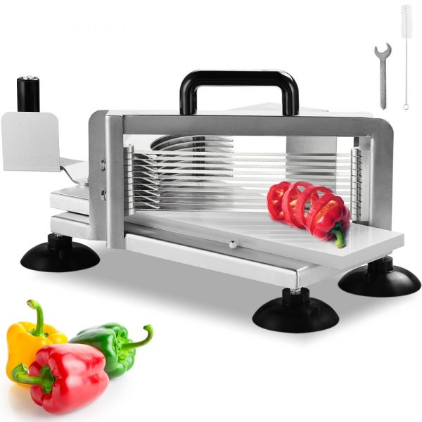Commercial Tomato Slicer 3/8 inch Stainless Steel Heavy Duty Manual Cutter with Non-slip Feet for Tomatoes Cucumbers Bananas