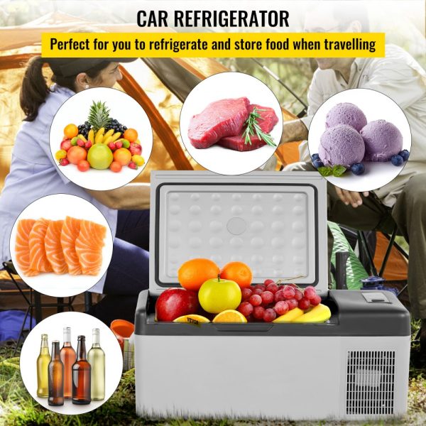 Portable 12V 16 Qt Mini Fridge with App Control -4°F to 68°F Cooling Electric Compressor 12/24V DC 110-240V AC for Truck RV Boat Outdoor Home Use Grey - Image 2