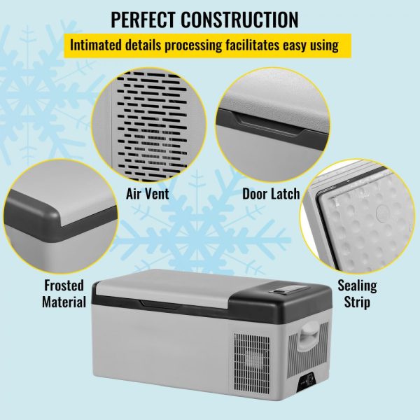 Portable 12V 16 Qt Mini Fridge with App Control -4°F to 68°F Cooling Electric Compressor 12/24V DC 110-240V AC for Truck RV Boat Outdoor Home Use Grey - Image 6