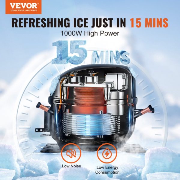 Commercial Ice Maker 450LBS 24H Ice Production 330LBS Storage 1000W Auto Clean LED Panel - Image 2