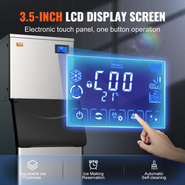 Commercial Ice Maker 450LBS 24H Ice Production 330LBS Storage 1000W Auto Clean LED Panel - Image 5