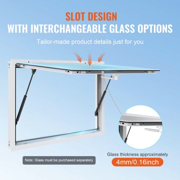 Aluminum Alloy 48x36 Food Truck Service Window with Awning Door and Drag Hook for Concession Trailers Up to 85 Degrees Stand Glass Not Included - Image 3