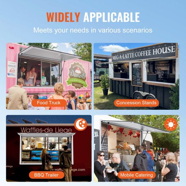 Aluminum Alloy 48x36 Food Truck Service Window with Awning Door and Drag Hook for Concession Trailers Up to 85 Degrees Stand Glass Not Included - Image 6