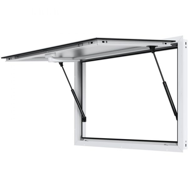 Aluminum Alloy 48x36 Food Truck Service Window with Awning Door and Drag Hook for Concession Trailers Up to 85 Degrees Stand Glass Not Included