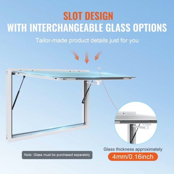 Aluminum Alloy 53x33 Food Truck Service Window with Awning Door Drag Hook for Concession Trailers Up to 85 Degrees Stand Serving Window Glass Not Included - Image 3