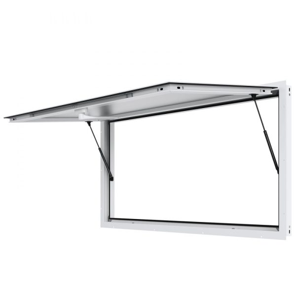 72x48 Aluminum Alloy Concession Window with Awning Door & Drag Hook, Up to 85° Stand for Food Trucks & Trailers, Glass Not Included