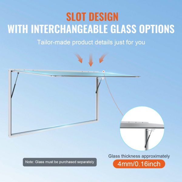Aluminum Alloy 96x48 Concession Window for Food Trucks & Trailers with Awning Door & Drag Hook, Up to 85 Degree Serving Window, Glass Not Included - Image 3