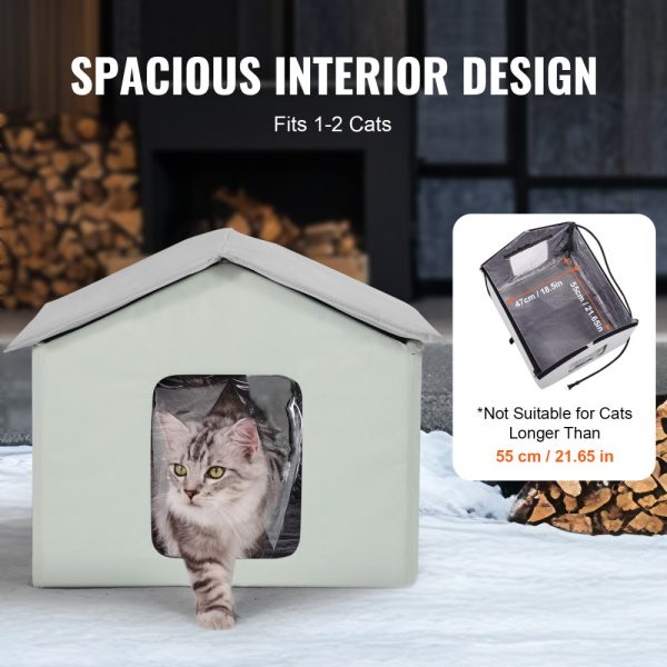 Heated Cat House Foldable Kitty Shelter with Heated Pad Green Middle - Image 6