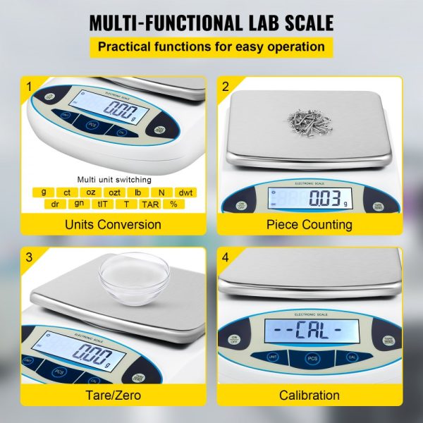 5000g High Precision Digital Analytical Balance with 0.01g Accuracy 13 Unit Conversions Counting Function and LCD Display for Laboratory Educational and Jewelry Use - Image 4