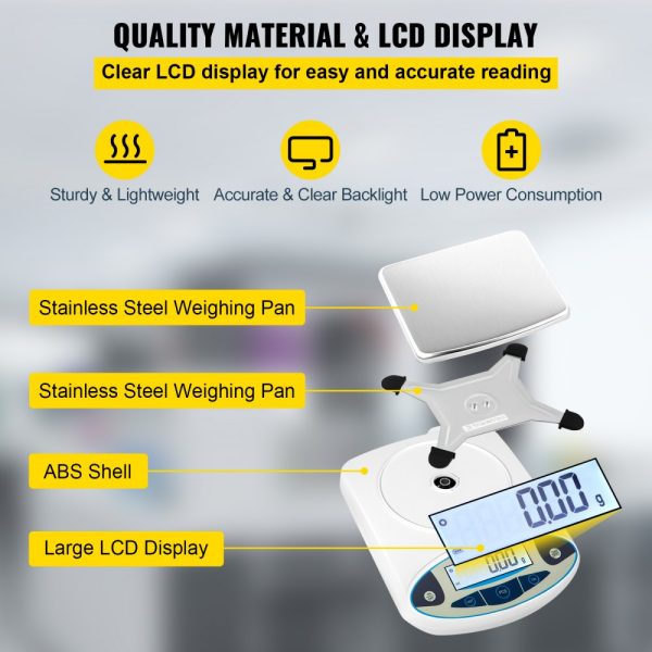 5000g High Precision Digital Analytical Balance with 0.01g Accuracy 13 Unit Conversions Counting Function and LCD Display for Laboratory Educational and Jewelry Use - Image 5