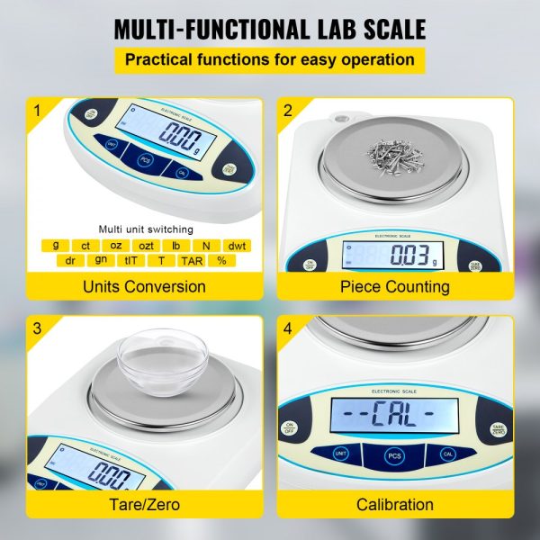 Lab Analytical Scale - High Precision Digital with 3000g Capacity and 0.01g Accuracy, 13 Unit Conversions, Versatile Use for Science, Jewelry, Industry, and Business - Image 4