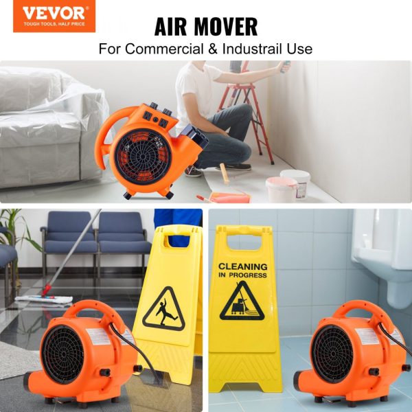 Floor Blower 1/4 HP 1000 CFM Air Mover Drying Cooling Portable Carpet Dryer 4 Blowing Angles Built-in Timer Commercial Industrial Janitorial Use ETL Listed - Image 2
