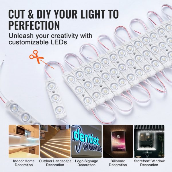 200PCS LED Storefront Lights 103ft DC 12V LED Module Lights 2835 SMD 3-LED 1.5W Window Lights with Adhesive Tape Backside for Business Store Window Advertising IP68 Waterproof - Image 3