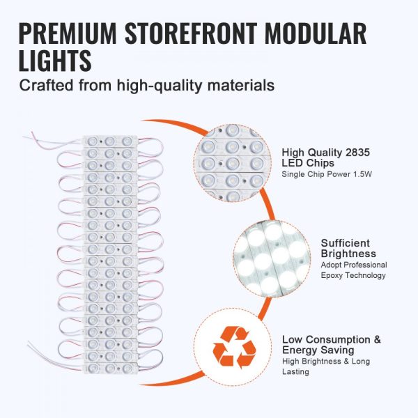 200PCS LED Storefront Lights 103ft DC 12V LED Module Lights 2835 SMD 3-LED 1.5W Window Lights with Adhesive Tape Backside for Business Store Window Advertising IP68 Waterproof - Image 6