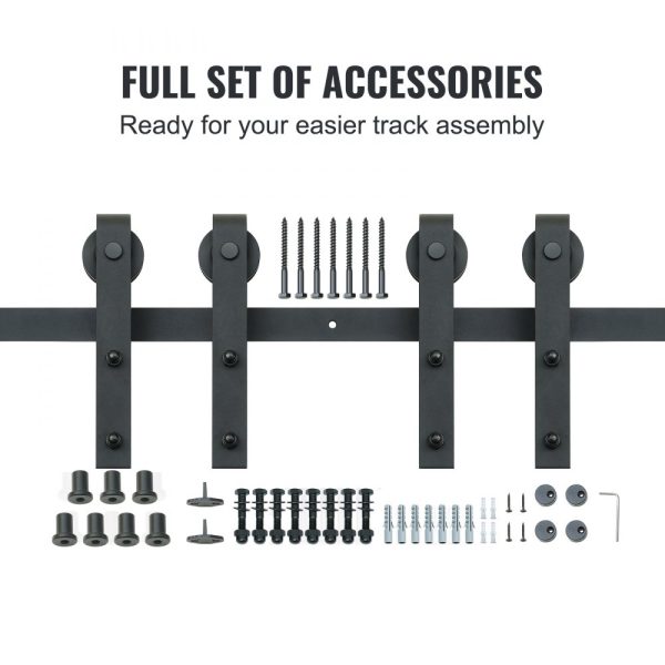 8FT Sliding Barn Door Track Kit 330LB Heavy Duty for Double Doors 3.7-4.3FT Wide 1.3-1.8 Thick Smooth Silent Pulley J Shape - Image 4