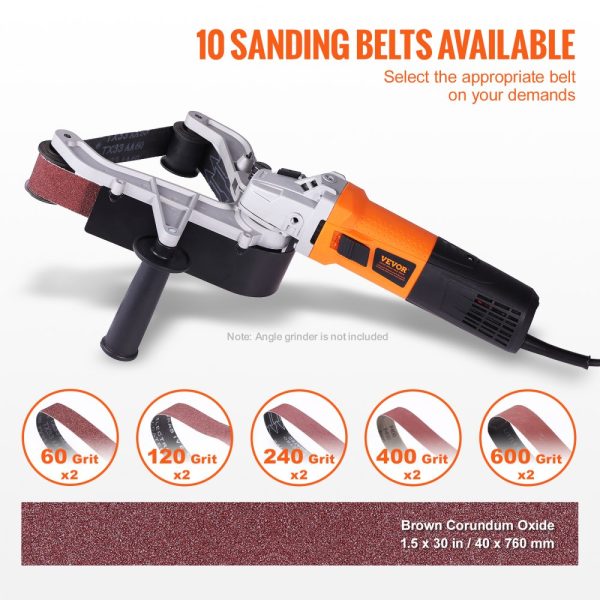 Belt Sander Adapter for Angle Grinder and Pipe Sanding with 5/8-11 Thread and 10 Sanding Belts for Rust Removal - Image 4