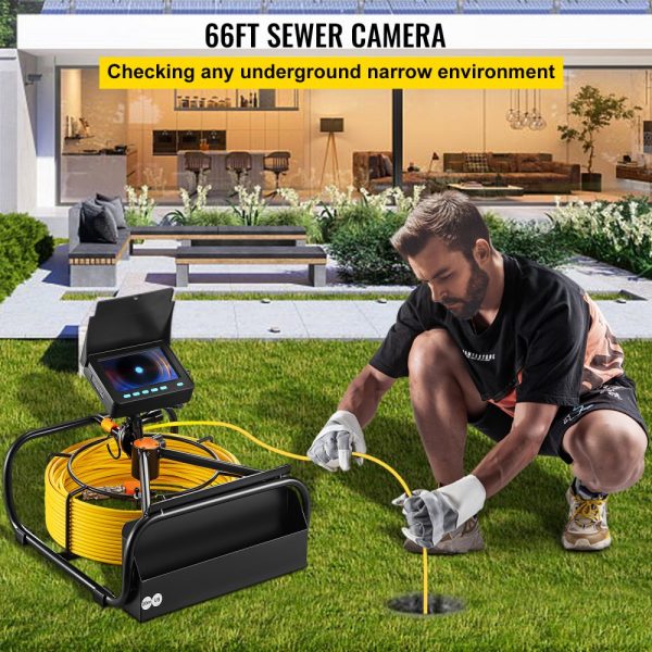 65.6FT 4.3 Pipeline Inspection Camera with DVR Snake Cable, IP68 Waterproof, LED Lighted Industrial Endoscope for Home Wall Duct Drain Pipe Sewer - Image 2