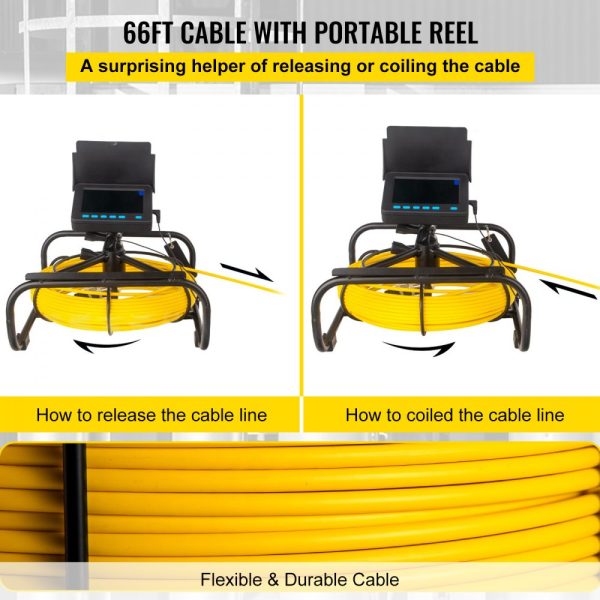65.6FT 4.3 Pipeline Inspection Camera with DVR Snake Cable, IP68 Waterproof, LED Lighted Industrial Endoscope for Home Wall Duct Drain Pipe Sewer - Image 5