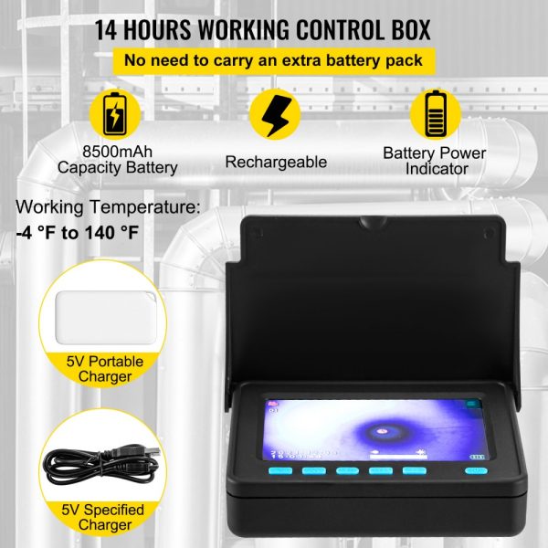 65.6FT 4.3 Pipeline Inspection Camera with DVR Snake Cable, IP68 Waterproof, LED Lighted Industrial Endoscope for Home Wall Duct Drain Pipe Sewer - Image 6