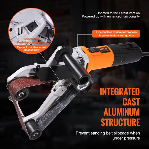 Pipe Tube Polisher 1000W 6-Speed 1100-3200rpm Professional Belt Grinding Machine with 3 Sanding Belts for Burnishing Finishing and Rust Removal - Image 3