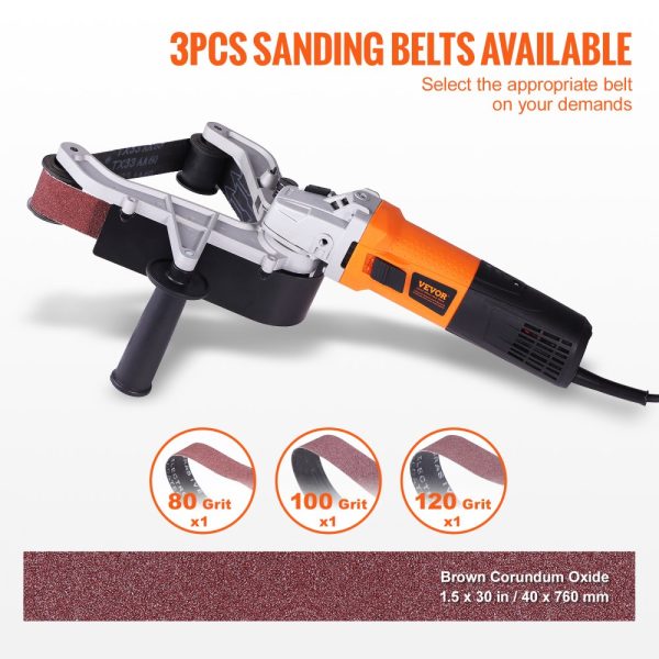 Pipe Tube Polisher 1000W 6-Speed 1100-3200rpm Professional Belt Grinding Machine with 3 Sanding Belts for Burnishing Finishing and Rust Removal - Image 4