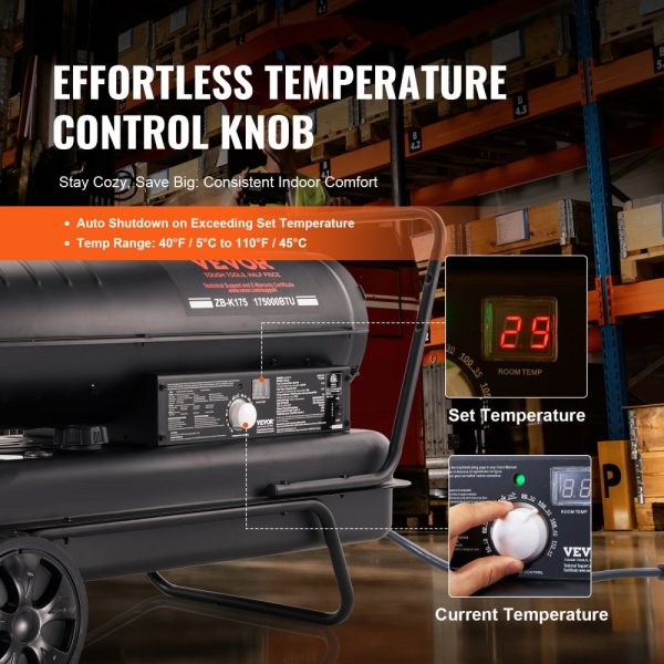 Kerosene Forced Air Heater 175000 BTU Portable 13.2 Gallon Tank Energy Efficient Heavy Duty for Indoor Outdoor Use - Image 3