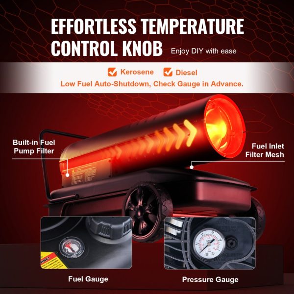 Kerosene Forced Air Heater 175000 BTU Portable 13.2 Gallon Tank Energy Efficient Heavy Duty for Indoor Outdoor Use - Image 4