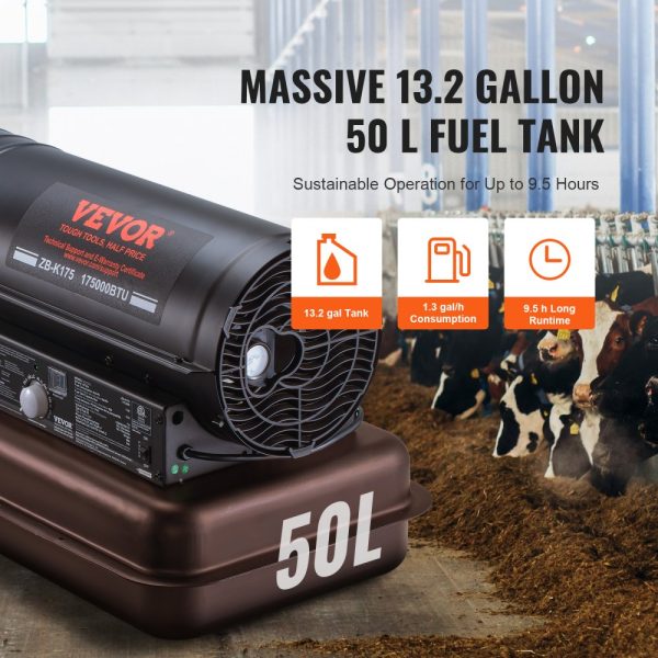 Kerosene Forced Air Heater 175000 BTU Portable 13.2 Gallon Tank Energy Efficient Heavy Duty for Indoor Outdoor Use - Image 5