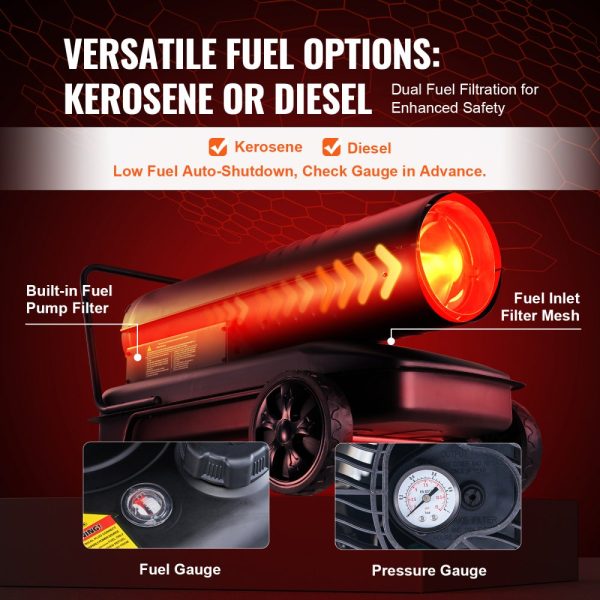 Kerosene Forced Air Heater 215000 BTU 132 Gallon Portable with Thermostat for Indoor Outdoor Use - Image 4
