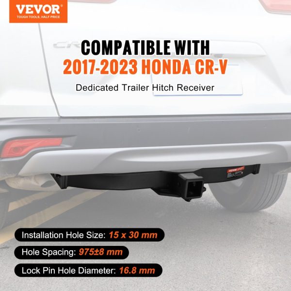 Class 3 Trailer Hitch 2-Inch Receiver Q455B Steel Frame 2017-2023 Honda CR-V 6000 lbs Multi-Fit Hitch Ball Mount Cargo Carrier Bike Rack Tow Hook Black - Image 2
