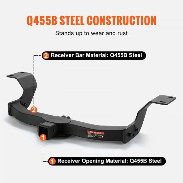 Class 3 Trailer Hitch 2-Inch Receiver Q455B Steel Frame 2017-2023 Honda CR-V 6000 lbs Multi-Fit Hitch Ball Mount Cargo Carrier Bike Rack Tow Hook Black - Image 4