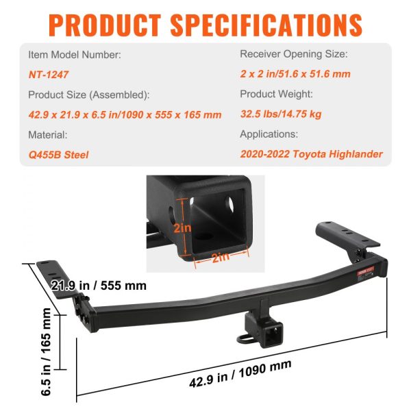 Class 3 Trailer Hitch 2-inch Receiver for Toyota Highlander 2020-2023 with Multi-Use Design in Black - Image 7