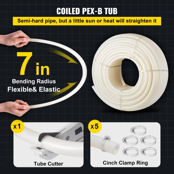 1 Inch PEX Pipe 500 FT Non-Oxygen Barrier White PEX-B Tube Flexible RV Sewer Hose Plumbing Radiant Heating - Image 4