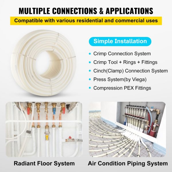 1 Inch PEX Pipe 500 FT Non-Oxygen Barrier White PEX-B Tube Flexible RV Sewer Hose Plumbing Radiant Heating - Image 6